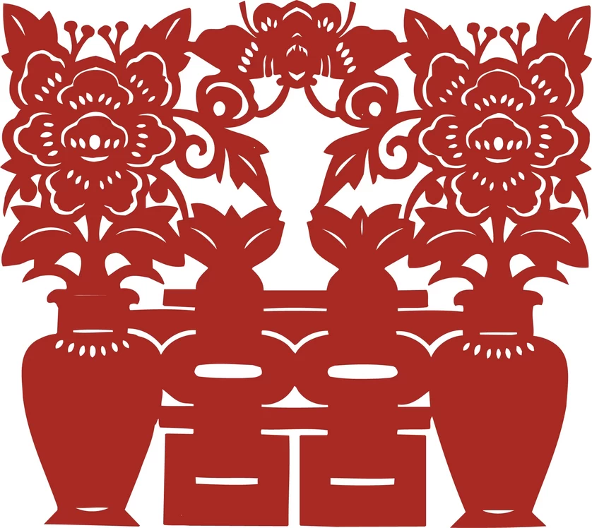 中国风中式传统喜庆民俗人物动物窗花剪纸插画边框AI矢量PNG素材【2865】